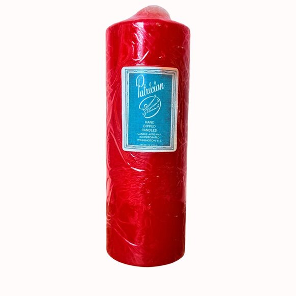 Patrician Hand Dipped Pillar Candle VTG Red Retro Holiday Wax Christmas Holiday - Picture 2 of 14